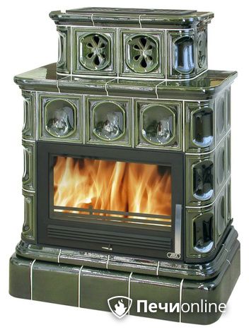 Печь-камин ABX Karelie, кафельный цоколь, зеленая в Сыктывкаре